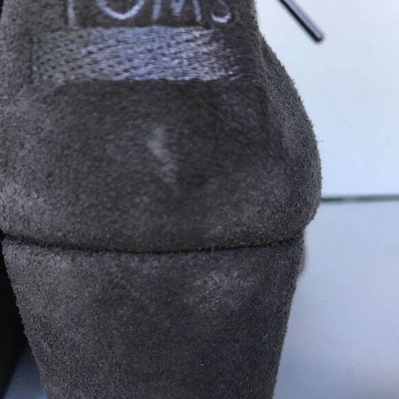 Toms Desert Wedge Size 6.5 Suede Lace Up Ankle Boots Booties Castlerock Gray - Picture 6 of 10